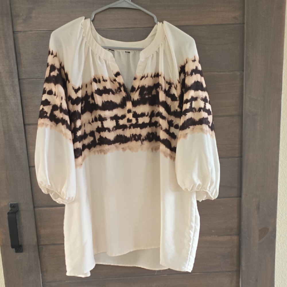 Elegant Cream and Brown Women's Top